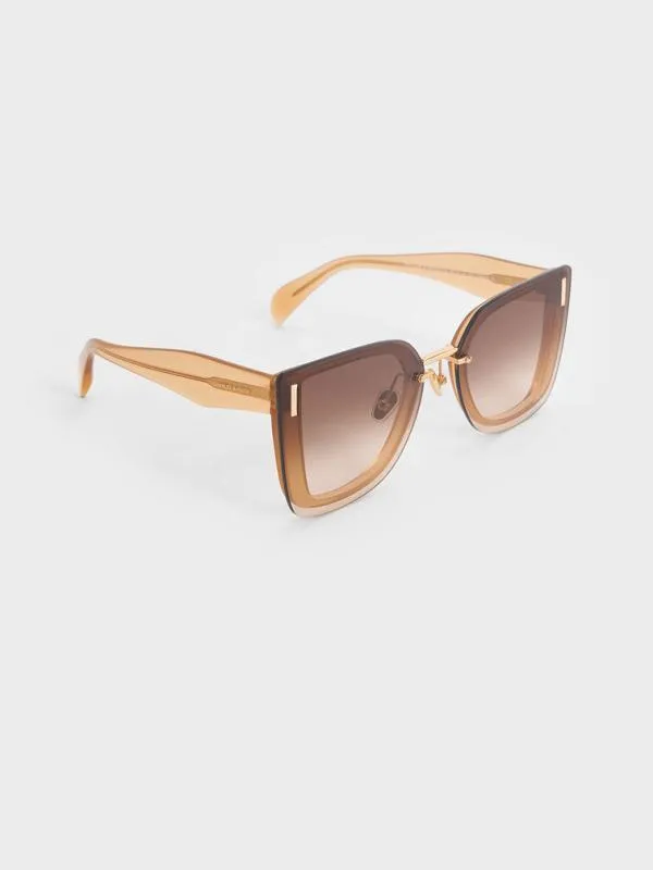 Women Jill Recycled Acetate Geometric Butterfly Sunglasses 8211 Toffee CHARLES and KEITH Butterfly