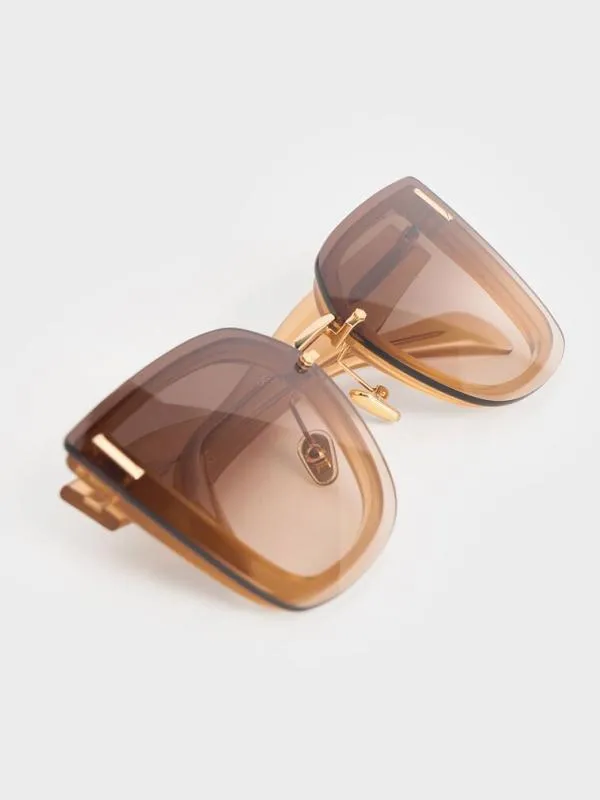 Women Jill Recycled Acetate Geometric Butterfly Sunglasses 8211 Toffee CHARLES and KEITH Butterfly