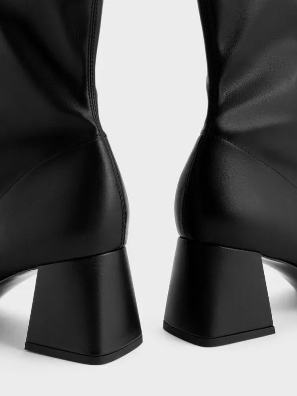 Women Jully Metallic Trapeze Heel Ankle Boots 8211 Black CHARLES and KEITH Boots