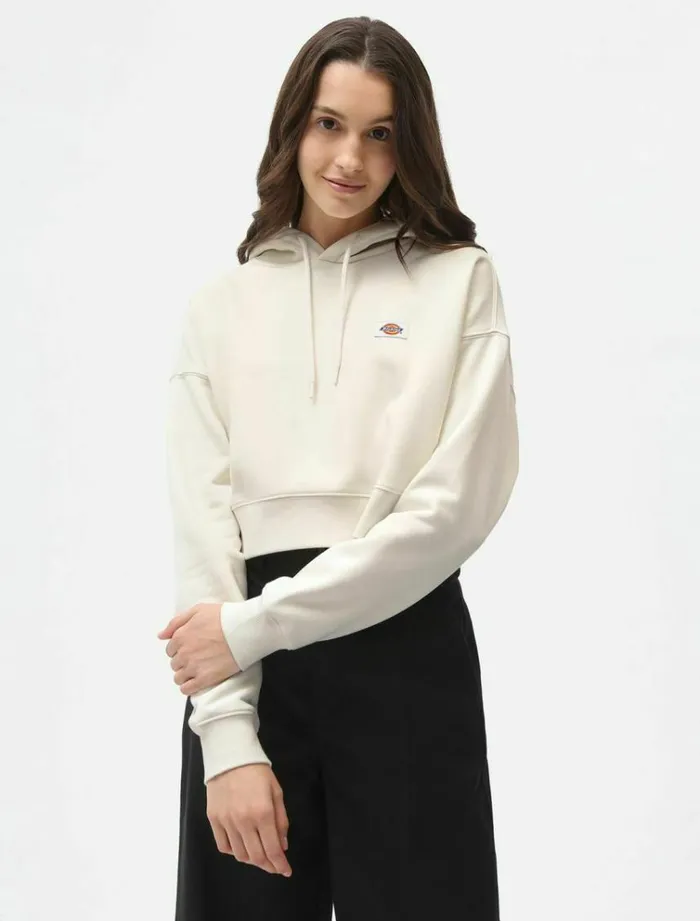 Women Jumpers and Sweatshirts Dickies Oakport Cropped Hoodie Ecru