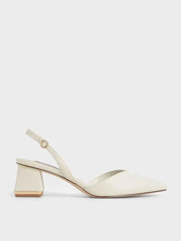 Women Katarina Trapeze Heel Slingback Pumps 8211 Chalk CHARLES and KEITH Heels Women Katarina Trapeze Heel Slingback Pumps 8211 Chalk CHARLES and KEITH Heels