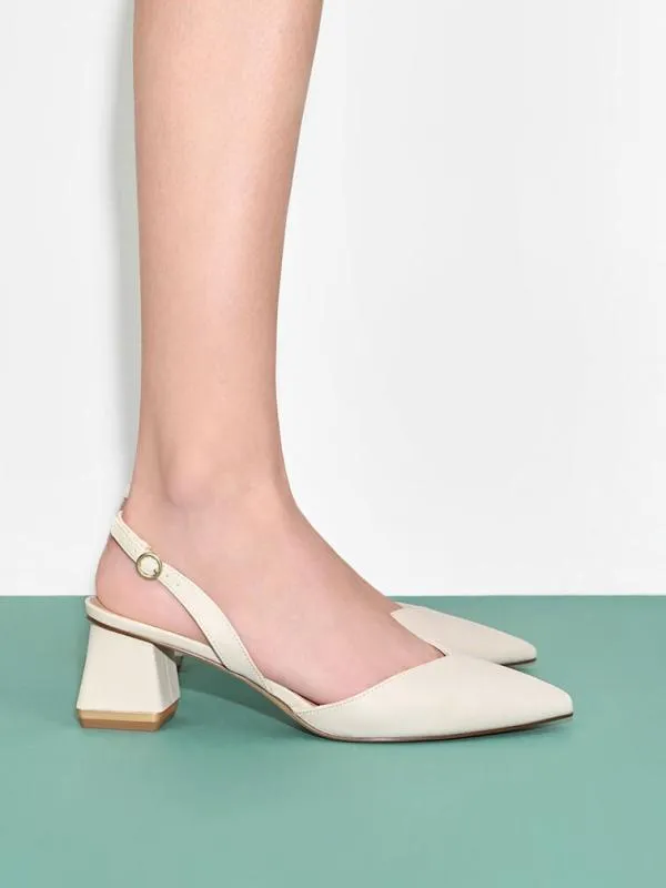 Women Katarina Trapeze Heel Slingback Pumps 8211 Chalk CHARLES and KEITH Heels