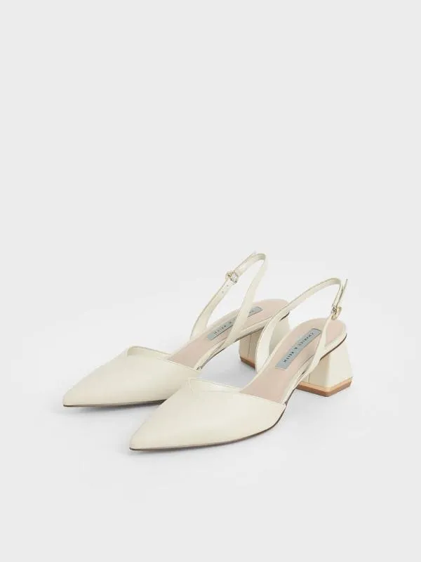 Women Katarina Trapeze Heel Slingback Pumps 8211 Chalk CHARLES and KEITH Heels