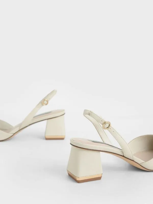 Women Katarina Trapeze Heel Slingback Pumps 8211 Chalk CHARLES and KEITH Heels