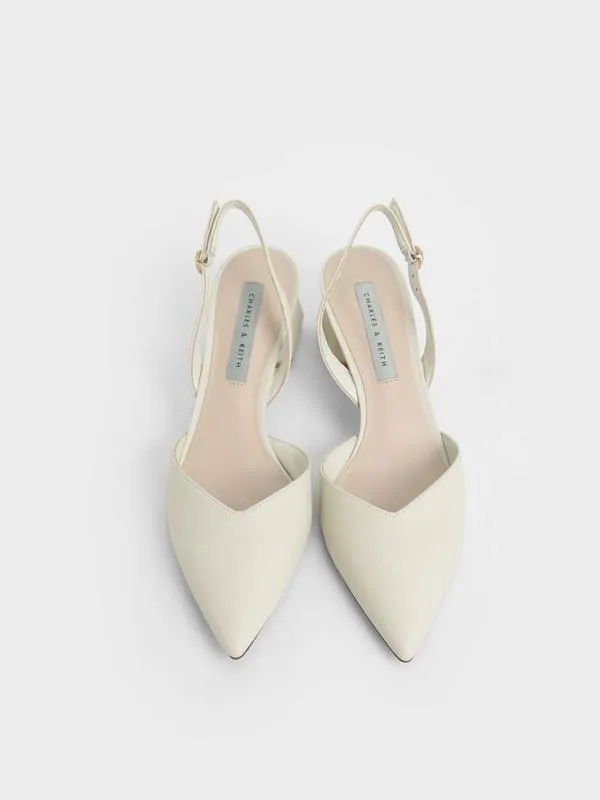 Women Katarina Trapeze Heel Slingback Pumps 8211 Chalk CHARLES and KEITH Heels