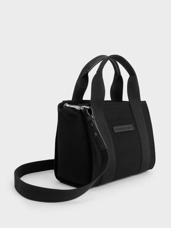 Women Kay Canvas Tote Bag 8211 Noir CHARLES and KEITH Tote Bags
