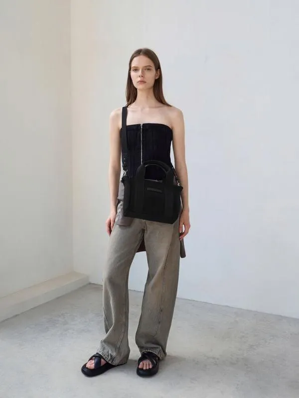 Women Kay Canvas Tote Bag 8211 Noir CHARLES and KEITH Tote Bags