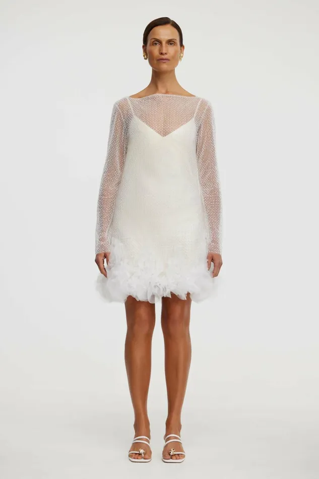 Women KENT MINI DRESS Ivory Acler White Dresses