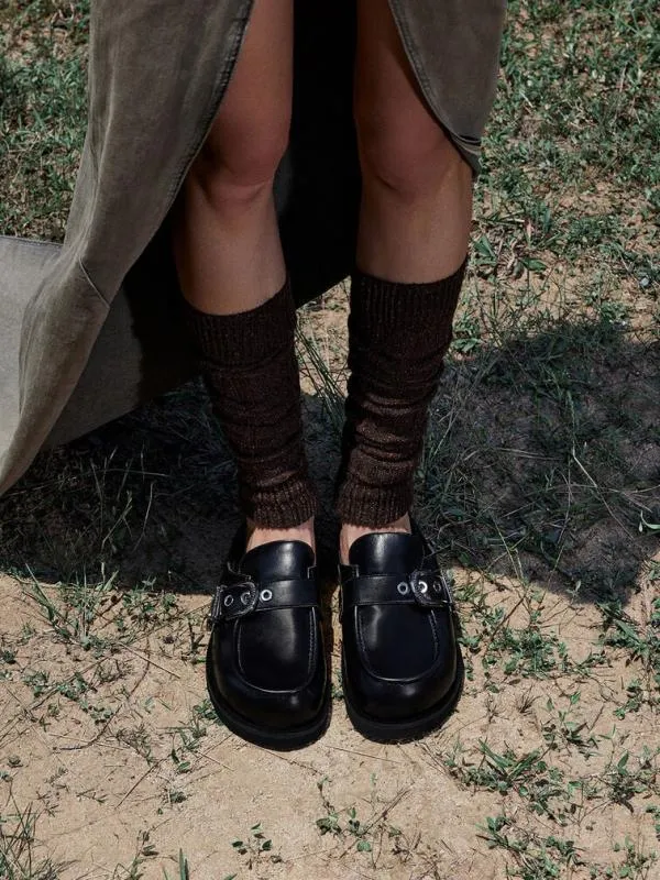Women Kirke BuckleStrap Flatform Mules 8211 Black CHARLES and KEITH Flats