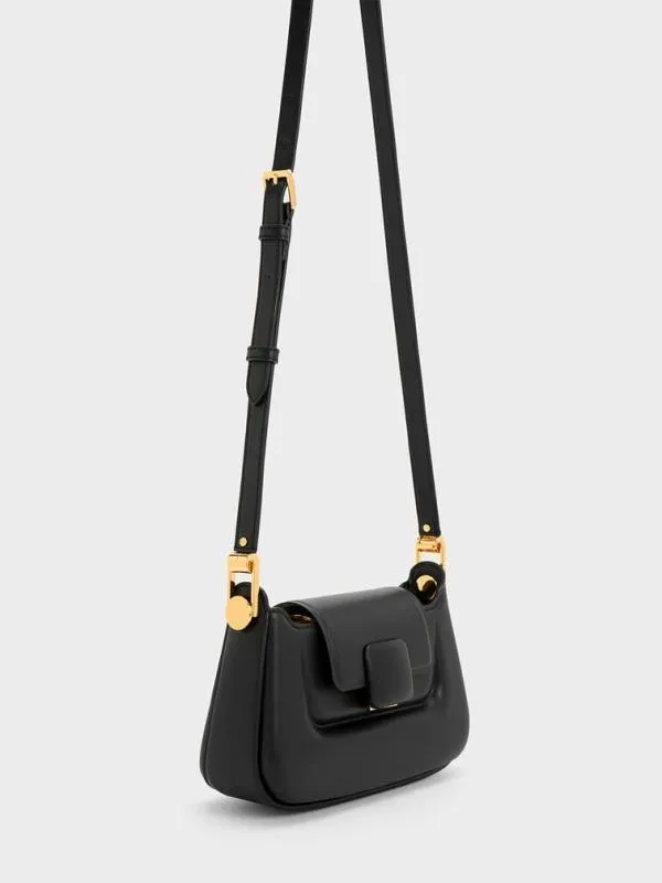 Women Koa PushLock Top Handle Bag 8211 Black CHARLES and KEITH Top Handle Bags