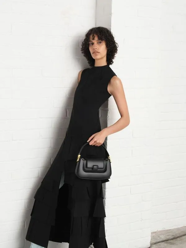 Women Koa PushLock Top Handle Bag 8211 Black CHARLES and KEITH Top Handle Bags