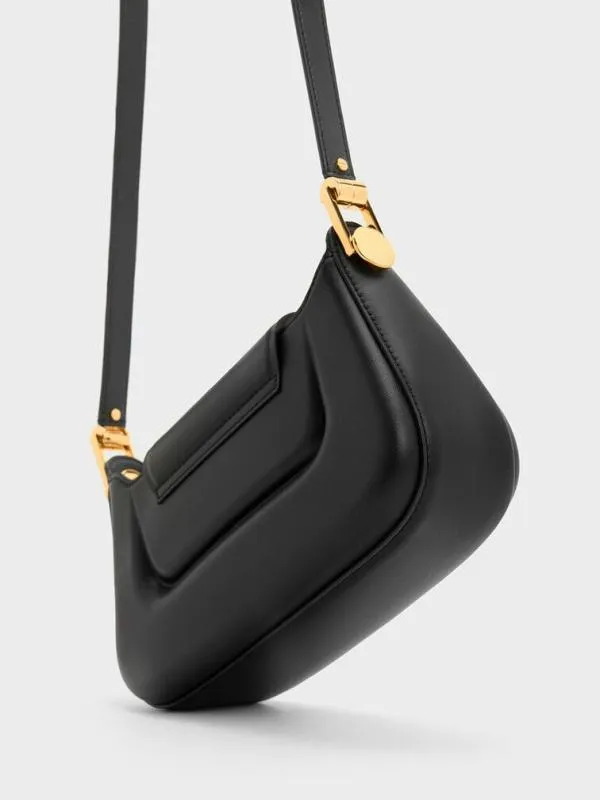 Women Koa PushLock Top Handle Bag 8211 Black CHARLES and KEITH Top Handle Bags