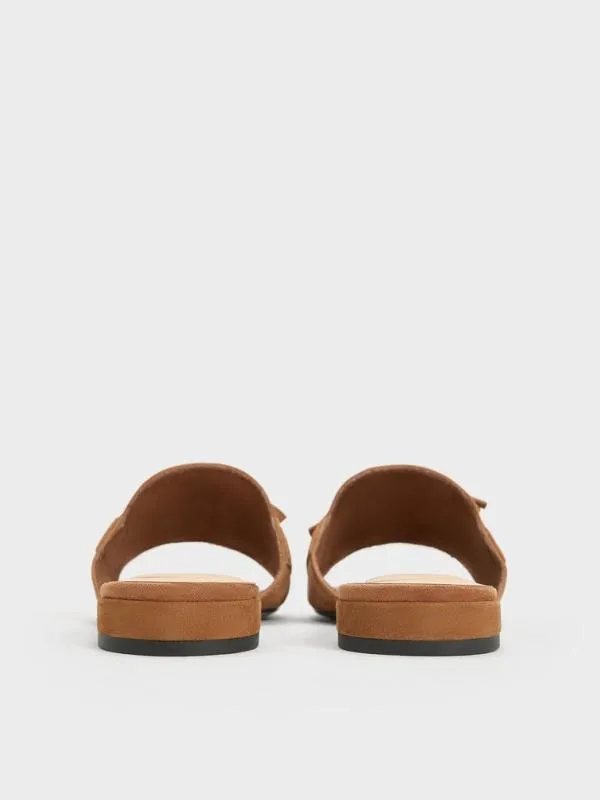 Women Kori Suede LaceUp Slide Sandals 8211 Cognac CHARLES and KEITH Sandals