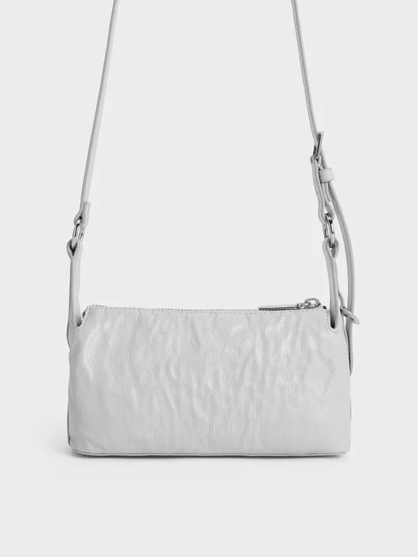 Women Lark CrinkleEffect Shoulder Bag 8211 Grey CHARLES and KEITH Crossbody Bags