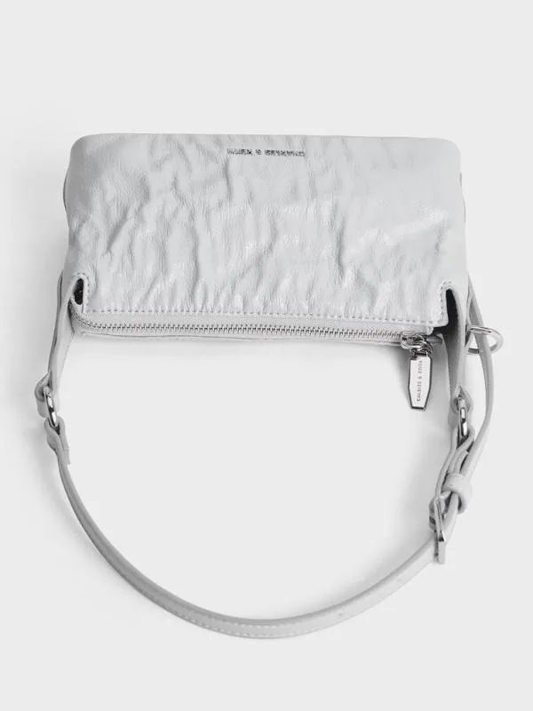 Women Lark CrinkleEffect Shoulder Bag 8211 Grey CHARLES and KEITH Crossbody Bags