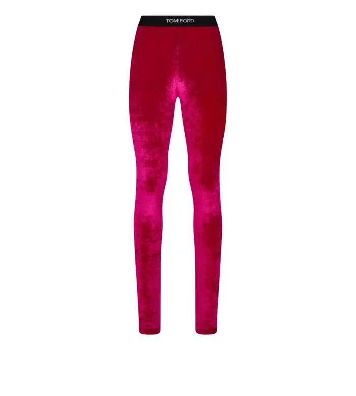 Women Leggings Tom Ford Stretch Velvet Signature Leggings Raspberry