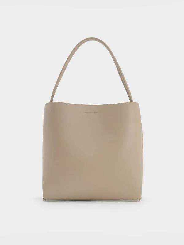 Women Leia Tote Bag 8211 Taupe CHARLES and KEITH Slouchy Bags