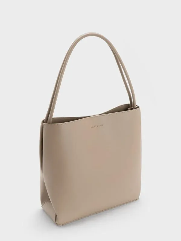 Women Leia Tote Bag 8211 Taupe CHARLES and KEITH Slouchy Bags