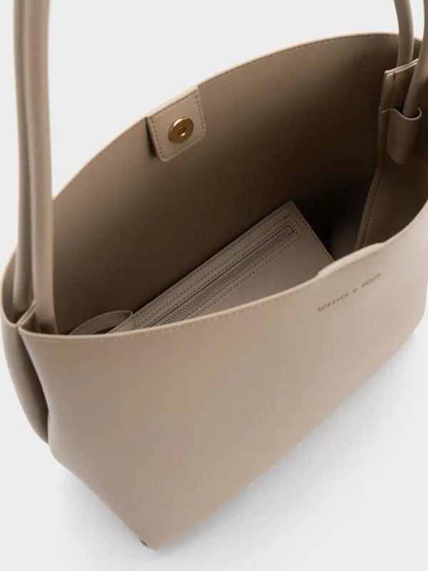 Women Leia Tote Bag 8211 Taupe CHARLES and KEITH Slouchy Bags