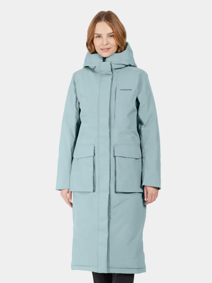 Women Leya Parka Long Factory Blue Didriksons Autumn Jackets