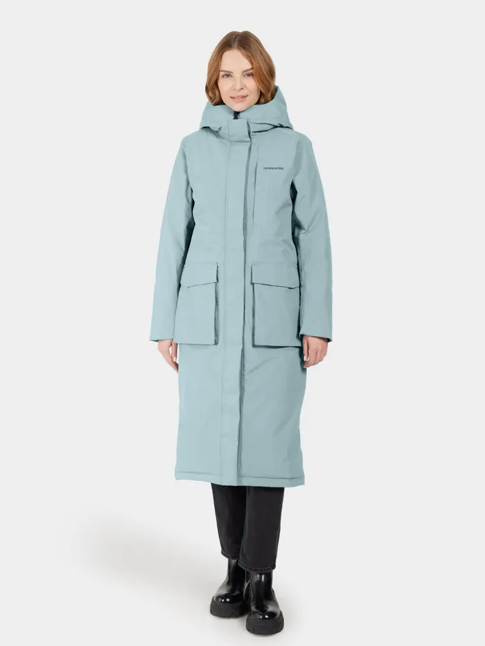 Women Leya Parka Long Factory Blue Didriksons Autumn Jackets
