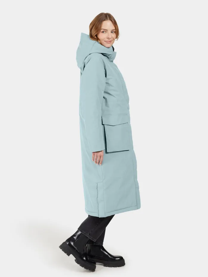 Women Leya Parka Long Factory Blue Didriksons Autumn Jackets