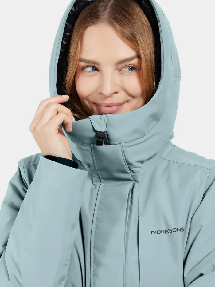 Women Leya Parka Long Factory Blue Didriksons Autumn Jackets