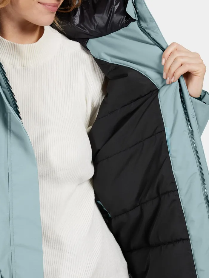 Women Leya Parka Long Factory Blue Didriksons Autumn Jackets