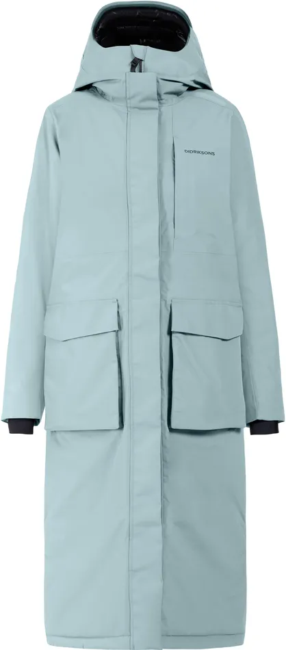 Women Leya Parka Long Factory Blue Didriksons Autumn Jackets