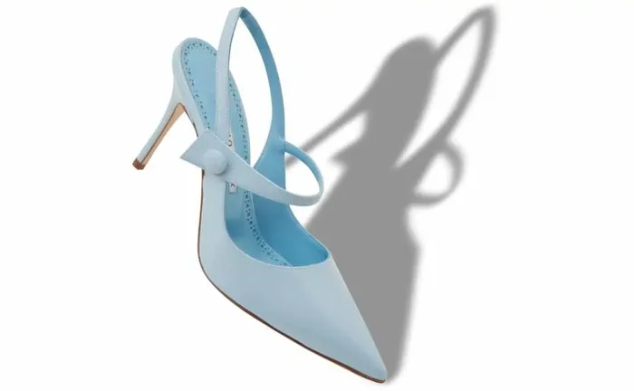 Women Light Blue Patent Leather Slingback Pumps Manolo Blahnik Pumps