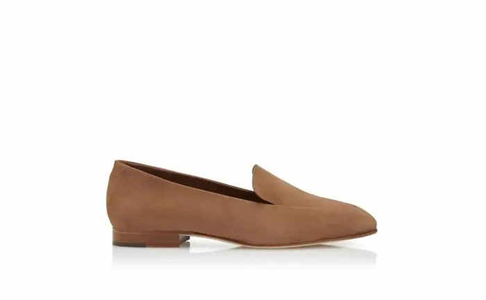 Women Light Brown Suede Loafers Manolo Blahnik Flats