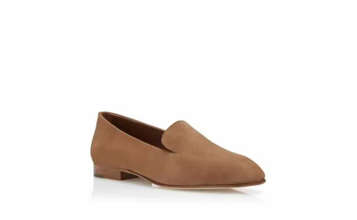 Women Light Brown Suede Loafers Manolo Blahnik Flats