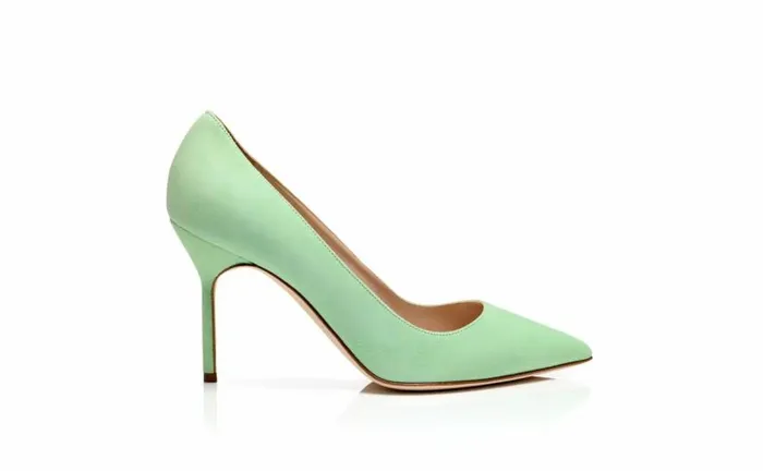Women Light Green Suede Pointed Toe Pumps Manolo Blahnik Pumps