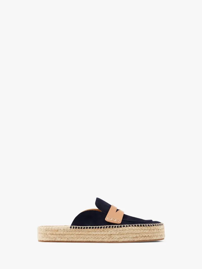 Women Loafers JW Anderson SUEDE ESPADRILLE LOAFER MULES Navy