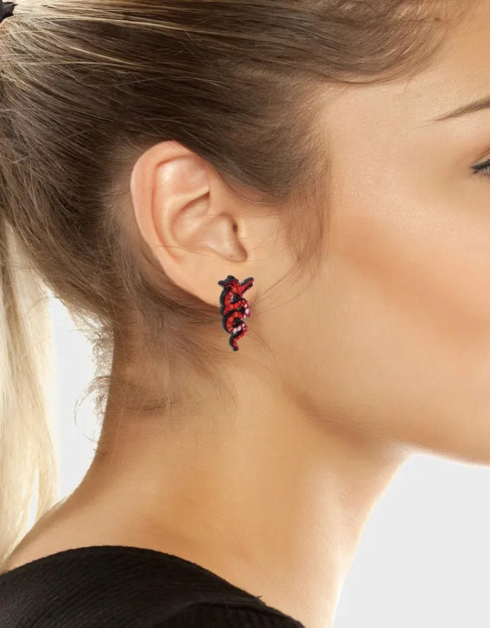 Women LOOK INTO YOUR HEART DRAGON POST EARRINGS RED Betsey Johnson Women LOOK INTO YOUR HEART DRAGON POST EARRINGS RED Betsey Johnson