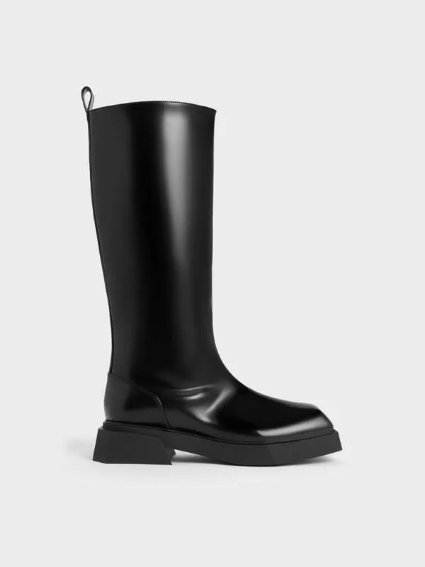 Women Lorde SquareToe KneeHigh Boots 8211 Black Box CHARLES and KEITH Boots
