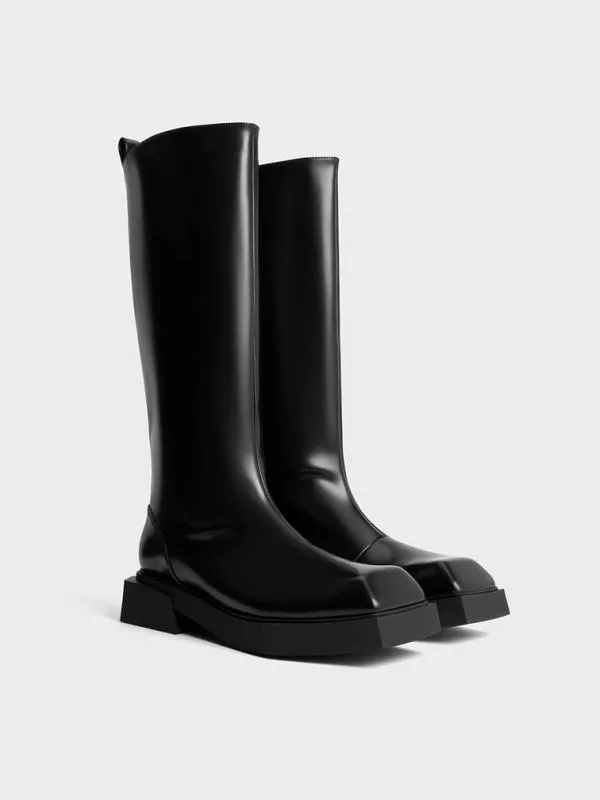 Women Lorde SquareToe KneeHigh Boots 8211 Black Box CHARLES and KEITH Boots