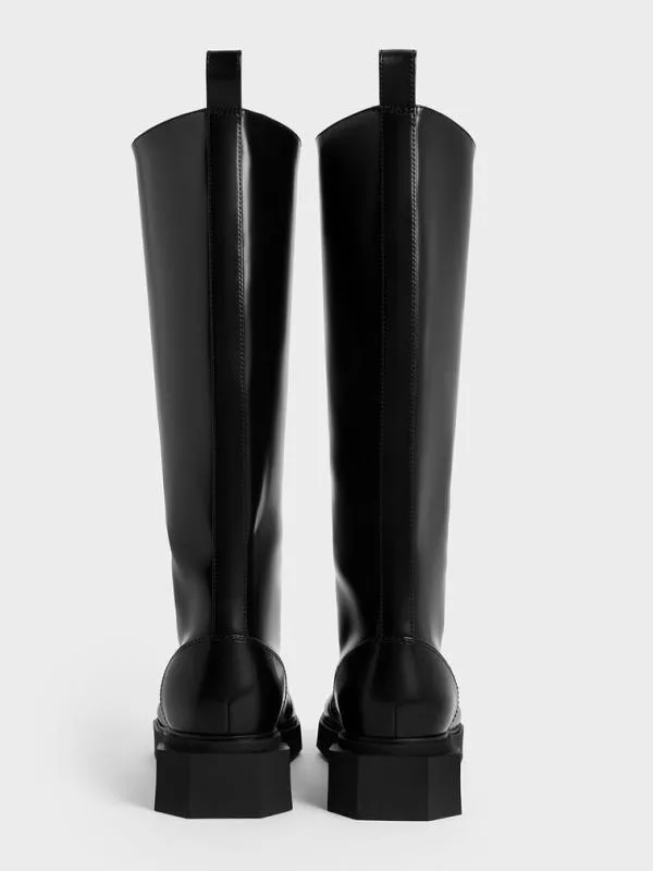 Women Lorde SquareToe KneeHigh Boots 8211 Black Box CHARLES and KEITH Boots