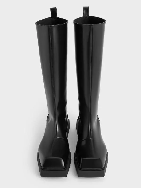 Women Lorde SquareToe KneeHigh Boots 8211 Black Box CHARLES and KEITH Boots