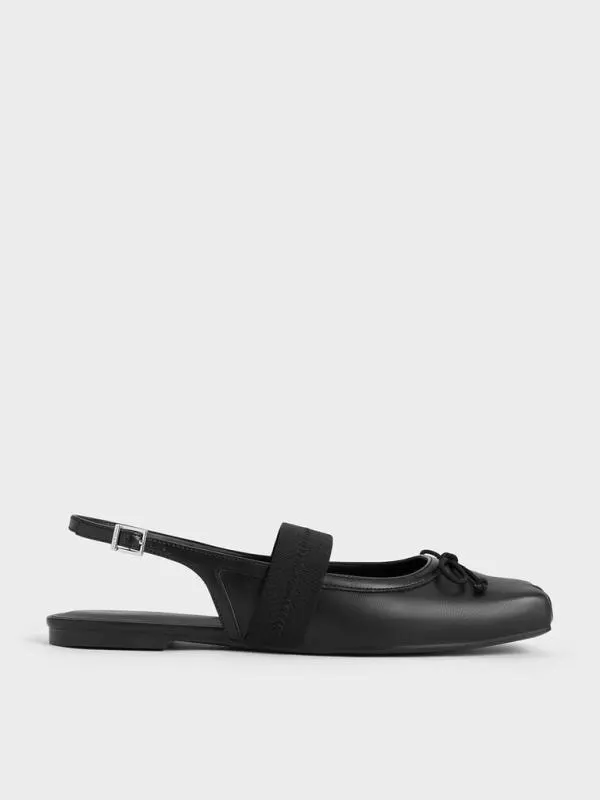 Women Lyric Satin Bow Slingback Flats 8211 Black CHARLES and KEITH Ballet Flats Women Lyric Satin Bow Slingback Flats 8211 Black CHARLES and KEITH Ballet Flats