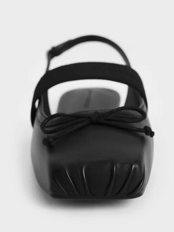 Women Lyric Satin Bow Slingback Flats 8211 Black CHARLES and KEITH Ballet Flats