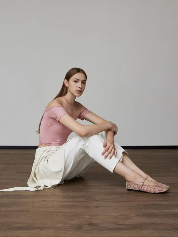 Women Maggie Mesh CrystalEmbellished Mary Janes 8211 Nude CHARLES and KEITH Ballet Flats