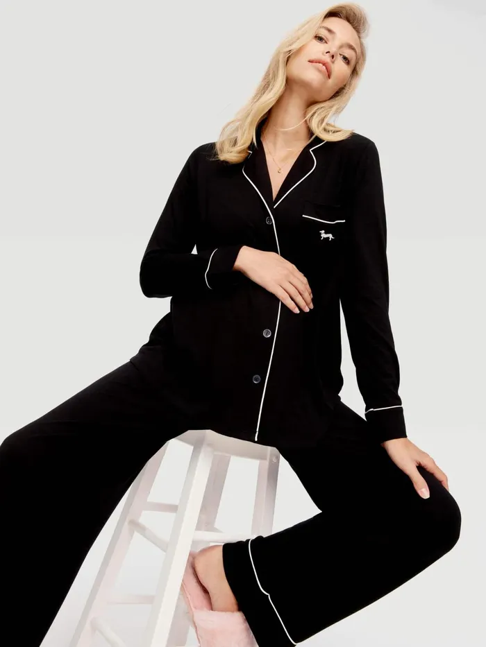 Women Maternity Black Long Sleeve Pj Set Black Peter Alexander Maternity