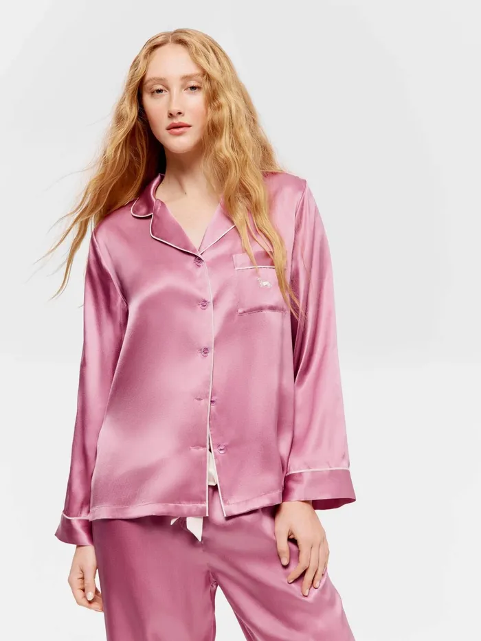 Women Mauve Mulberry Silk Pj Set Mauve Peter Alexander Silk