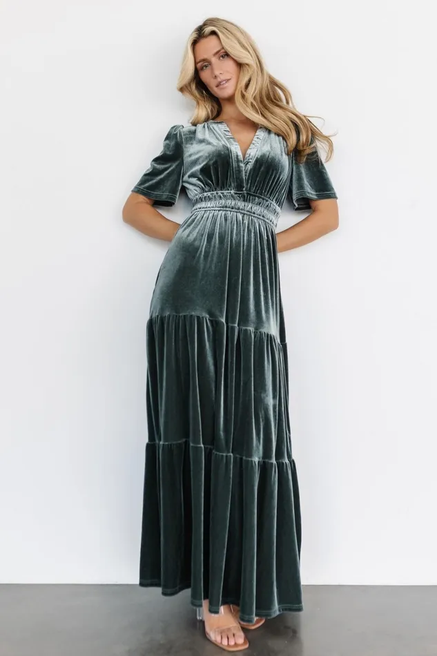 Women Maxi Dresses Baltic Born Artemis Velvet Maxi Dress Eucalyptus Women Maxi Dresses Baltic Born Artemis Velvet Maxi Dress Eucalyptus