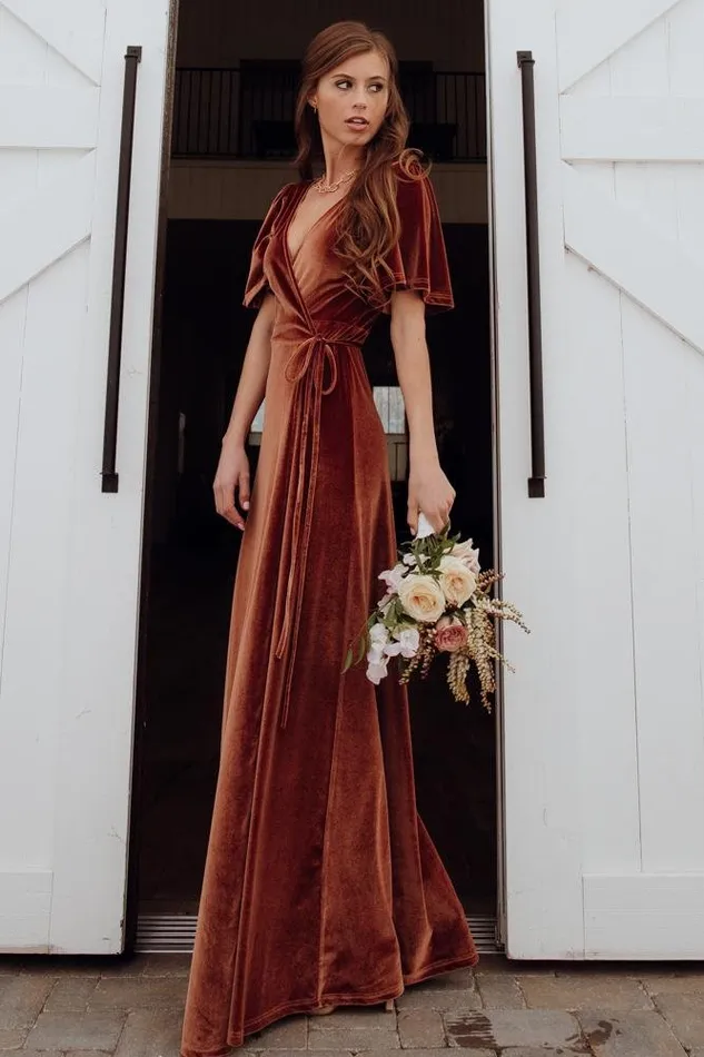 Women Maxi Dresses Baltic Born Meghan Velvet Wrap Maxi Dress Spice Women Maxi Dresses Baltic Born Meghan Velvet Wrap Maxi Dress Spice