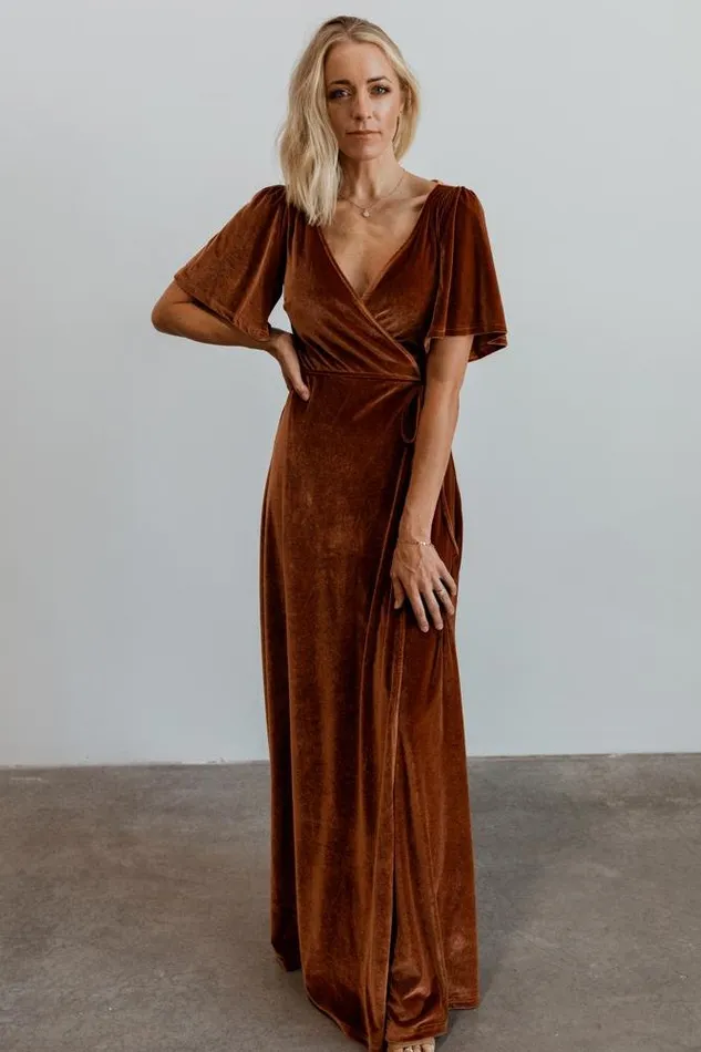 Women Maxi Dresses Baltic Born Meghan Velvet Wrap Maxi Dress Spice Women Maxi Dresses Baltic Born Meghan Velvet Wrap Maxi Dress Spice
