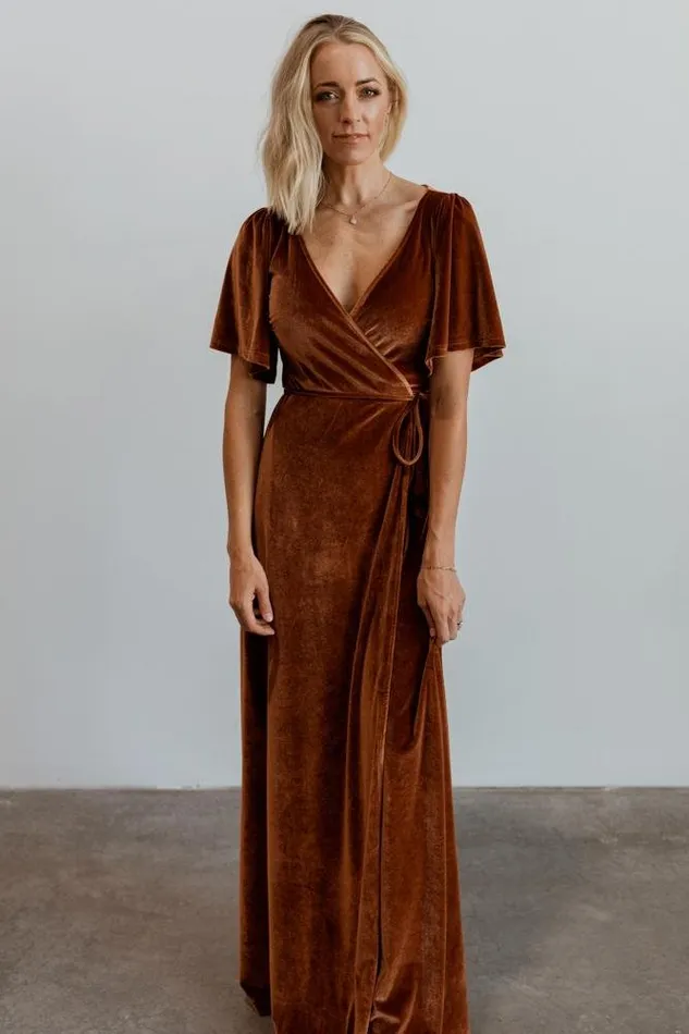 Women Maxi Dresses Baltic Born Meghan Velvet Wrap Maxi Dress Spice Women Maxi Dresses Baltic Born Meghan Velvet Wrap Maxi Dress Spice