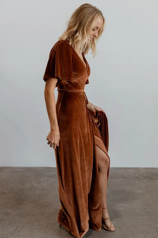 Women Maxi Dresses Baltic Born Meghan Velvet Wrap Maxi Dress Spice Women Maxi Dresses Baltic Born Meghan Velvet Wrap Maxi Dress Spice
