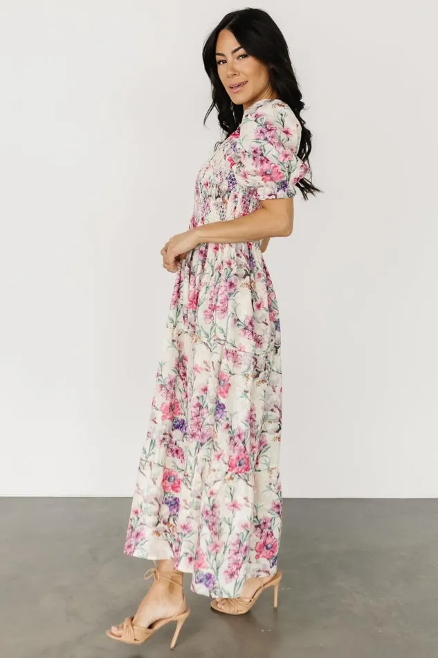 Women Maxi Dresses Baltic Born Tulsa Smocked Dress Cream Pink